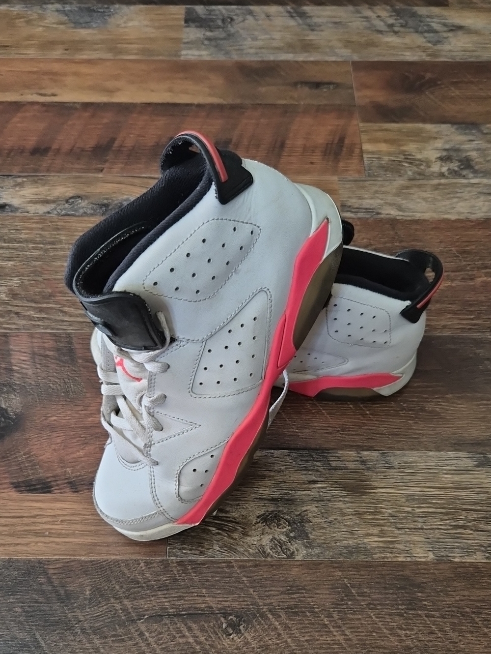 Jordan 3Y Kids White Sneakers with Pink and Black Accents